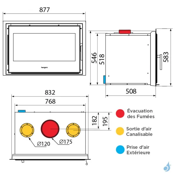Insert à Bois Hergom C-16/80 Puissance 8kW Sortie Fumée Supérieure – Image 2