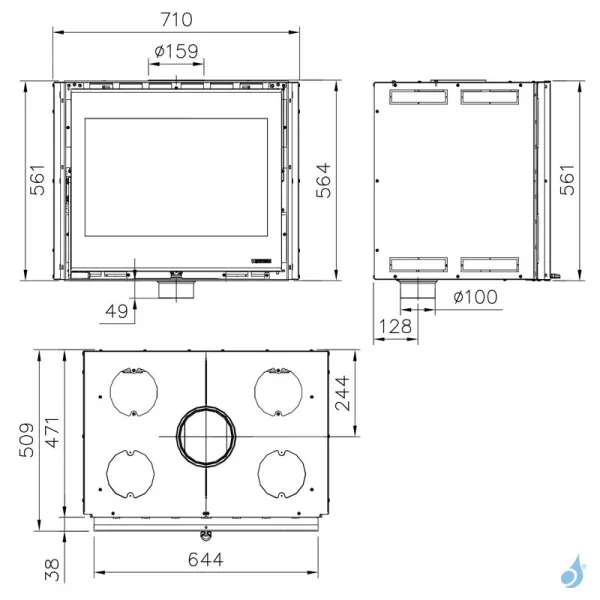 Insert à Bois La Nordica Inserto 70 Wide Puissance 7.5kW Sortie Fumée Supérieure – Image 2