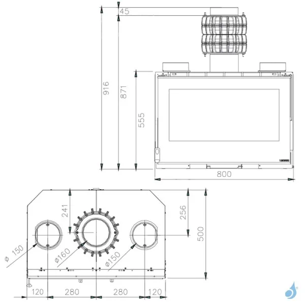 Insert à Bois La Nordica Inserto 80 PRS Crystal Ventilato Puissance 8.3kW Sortie Fumée Supérieure – Image 2