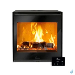 Insert à Bois Lacunza Adour 500 Puissance 5.5kW Avec Ventilateur Sortie Fumée Supérieure Ø15 Cm
