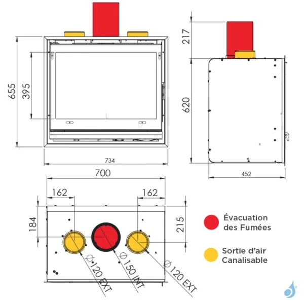 Insert à Bois Lacunza Baltic 700 Puissance 10.5kW Structure Acier Sortie Fumée Supérieure Ø15 Cm – Image 4