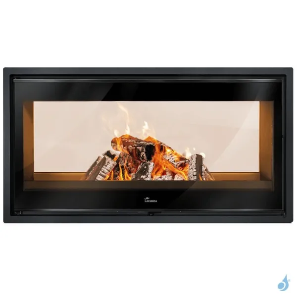 Insert à Bois Lacunza Nickel 1000 Puissance 17.0kW Double Face Structure Acier Sortie Fumée Supérieure Ø20 Cm