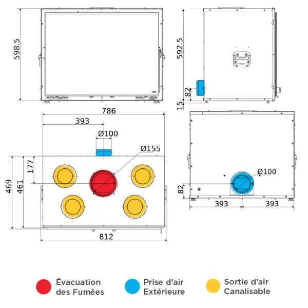 Insert à Bois MCZ QBOX 80 WOOD Puissance 9.5kW Sortie Fumée Supérieure Ø15 Cm – Image 2