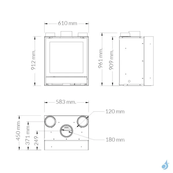 Insert à Bois Nestor Martin IQH 33 Puissance 8.4kW Woodbox Sortie Fumée Supérieure – Image 2