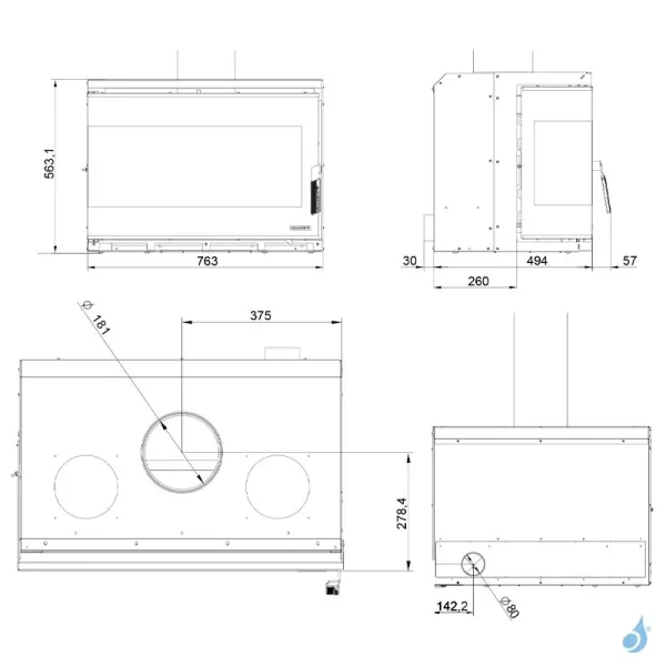 Insert à Bois Palazzetti Ecopalex GTM80 Angolo Puissance 12.4kW Classe Énergétique A+ – Image 2