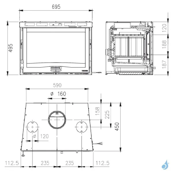 Insert à Bois Ventilé La Nordica Inserto 70 H49 4.0 Ventilato Puissance 6.7kW Sortie Fumée Supérieure – Image 2