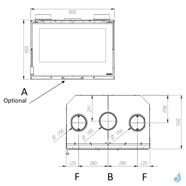 Insert à Bois Ventilé La Nordica Inserto 80 Crystal Evo 2.0 Puissance 7.4kW Sortie Fumée Supérieure – Image 2