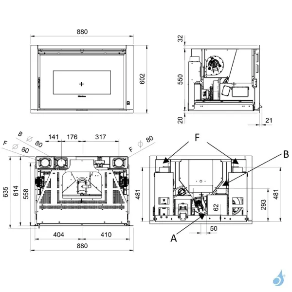 Insert à Granulés Canalisable Extraflame Comfort P85 Plus Puissance 12.0kW Sortie Fumée Supérieure – Image 2