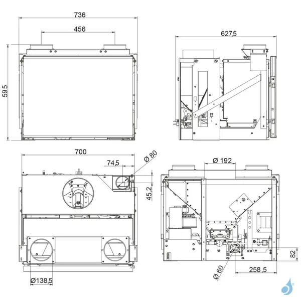 Insert à Granulés Canalisable Palazzetti Ecofire AC70 Puissance 9kW Sortie Fumée Supérieure – Image 2