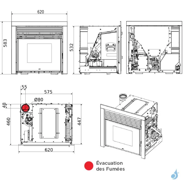 Insert à Granulés MCZ QBOX 60 Air 6 Puissance 6.1kW – Image 2
