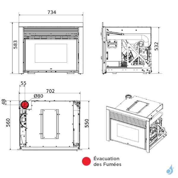 Insert à Granulés MCZ QBOX 70 Air 8 Puissance 7.9kW – Image 2