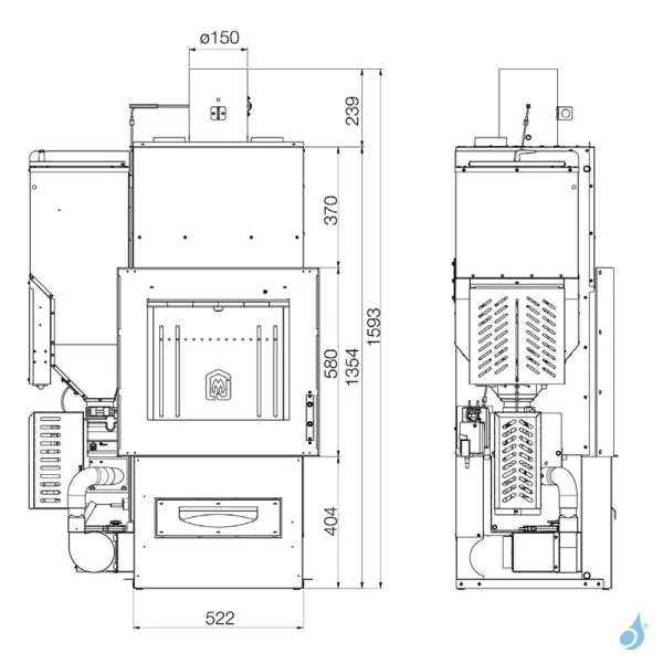 Insert Hybride à Granulés Et Bois Jolly Mec Foghet Evo Aria Puissance 11-12 KW Sortie Fumée Ø150 Mm – Image 2