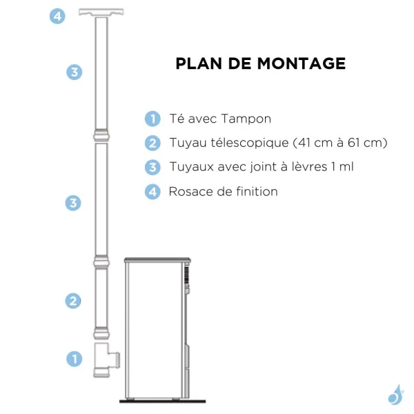 Kit De Raccordement Avec Dévoiement 45° Conduit ÉMAIL Ø80 Pour Poêle à Granulés – Image 3