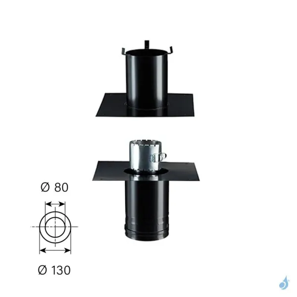 Kit Rénovation Départ Plafond Court PGI Poujoulat Carré Ou Rectangle Flexible Ø100 Conduit Ø80/130 – Image 2