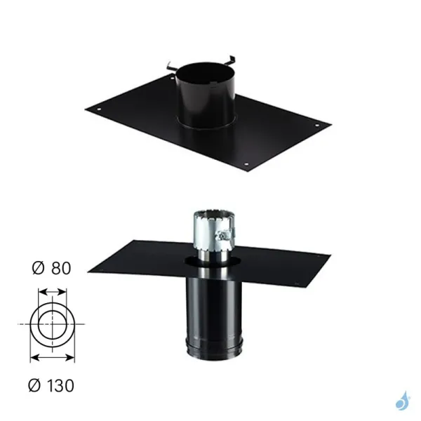 Kit Rénovation Départ Plafond Court PGI Poujoulat Rectangle 30x50 Cm Flexible Ø80 Conduit Ø80/130 Ou Ø100/150 – Image 2