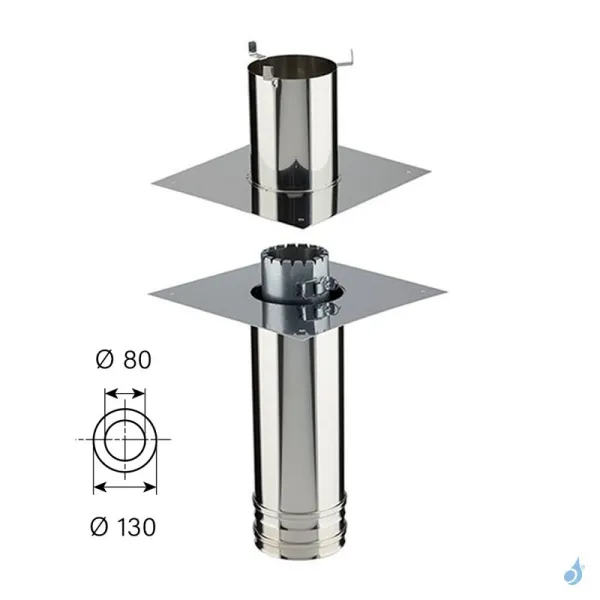 Kit Rénovation Départ Plafond Réglable PGI Poujoulat Carré 30x30 Cm Flexible Ø80 Conduit Ø80/130 Ou Ø100/150 – Image 2