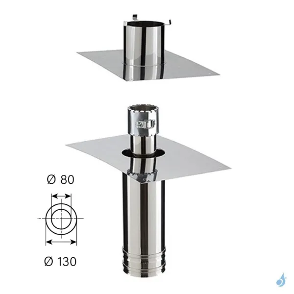 Kit Rénovation Départ Plafond Réglable PGI Poujoulat Rectangle 30x50 Cm Ø80 Conduit Ø80/130 Ou Ø100/150 KRFLR-80 PGI – Image 2