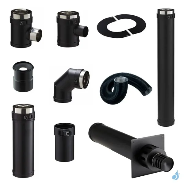 Kit Ventouse Poujoulat KSHN 80 PGI Pour Poêle à Granulés étanche Raccordement Arrière PGI Ø80/130 Sortie Fumée Postérieure