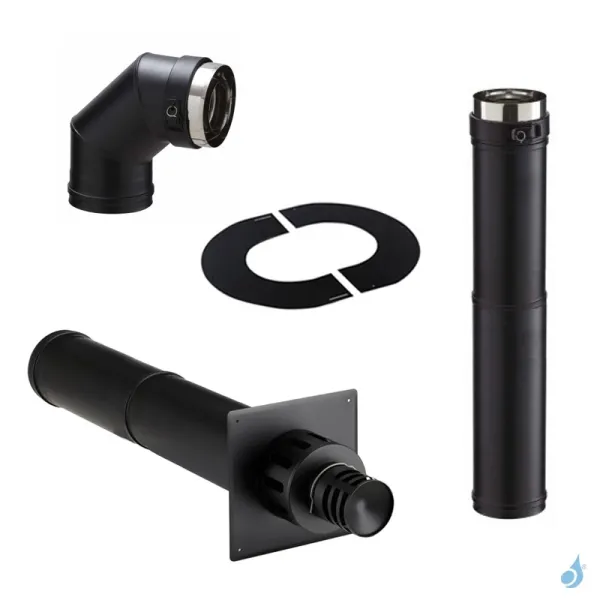 Kit Ventouse Poujoulat KSRCN 80 PGI Pour Poêle à Granulés Départ Raccordement Dessus PGI Ø80/130 Sortie Fumée Supérieure