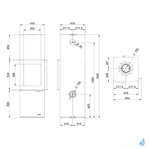 Poêle à Bois Canalisable Palazzetti Eva S Puissance 7kW Sortie Fumée Supérieure – Image 2