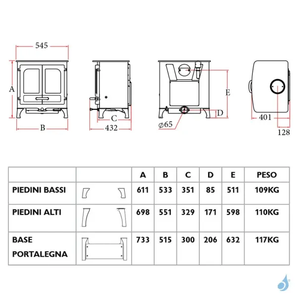 Poêle à Bois Charnwood Island I Sur Pieds Hauts Puissance 5kW Sortie Fumée Postérieure Ou Supérieure – Image 2