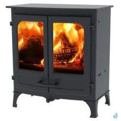 Poêle à Bois Charnwood Island II Sur Pieds Courts Puissance 8kW Sortie Fumée Postérieure Ou Supérieure