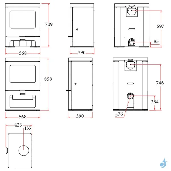Poêle à Bois Charnwood Skye 7 Sur Socle Bas Puissance 7kW Sortie Fumée Postérieure Ou Supérieure – Image 2