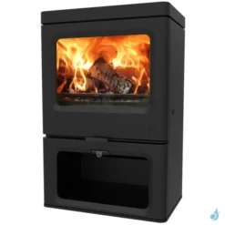Poêle à Bois Charnwood Skye E700 Avec Porte Bûche Puissance 7.4kW Sortie Fumée Postérieure Ou Supérieure