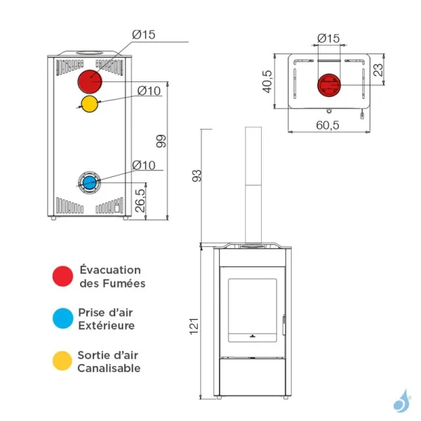 Poêle à Bois EDILKAMIN Body Puissance 10.1kW Sortie Fumée Postérieure Ou Supérieure Ø15 Cm – Image 2