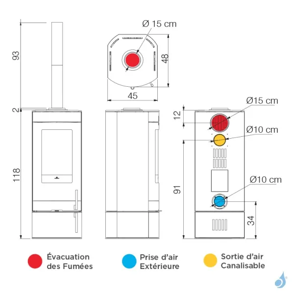 Poêle à Bois EDILKAMIN Polo Evo Puissance 8.1kW A+ Sortie Fumée Postérieure Ou Supérieure – Image 2