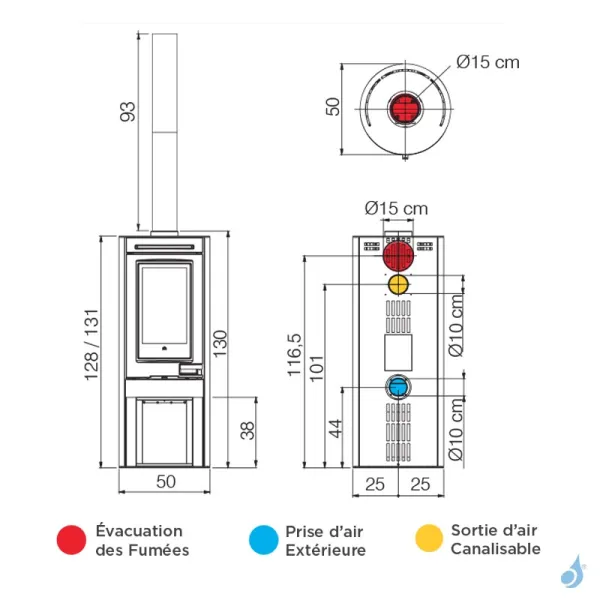 Poêle à Bois EDILKAMIN Tally Up Evo Puissance 8.1kW A+ Sortie Fumée Postérieure Ou Supérieure – Image 2