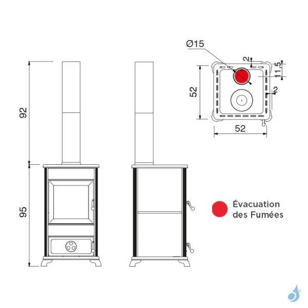 Poêle à Bois EK63 Fancy Evo Puissance 10.8kW Sortie Fumée Supérieure Ø15cm – Image 2