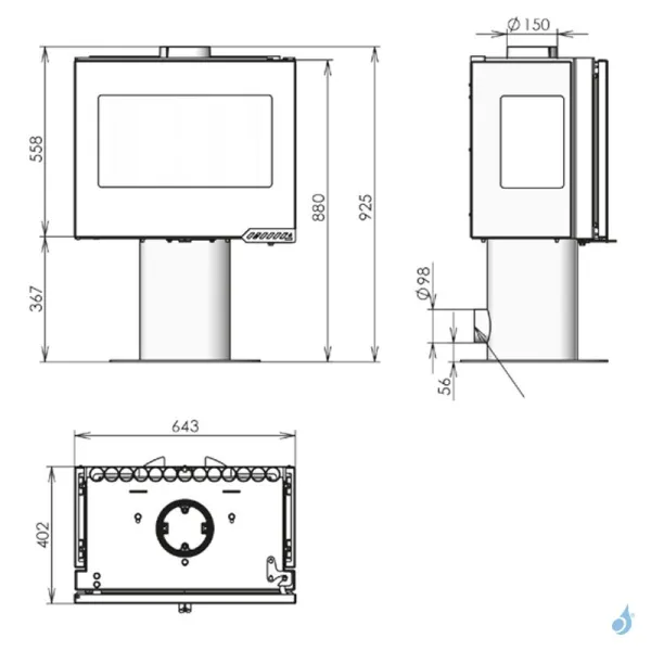 Poêle à Bois France Turbo Lorena 8 Puissance 8kW Sortie Fumée Supérieure – Image 3