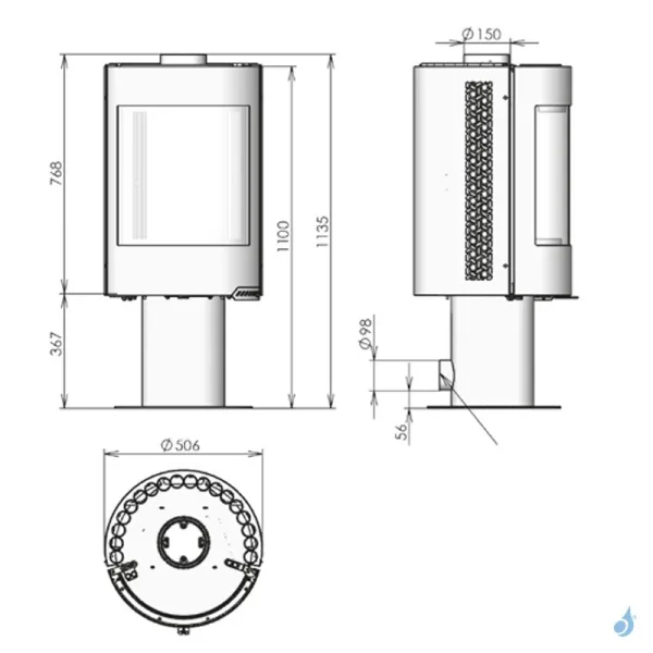 Poêle à Bois France Turbo Maura 7 Puissance 7kW Sortie Fumée Supérieure – Image 3