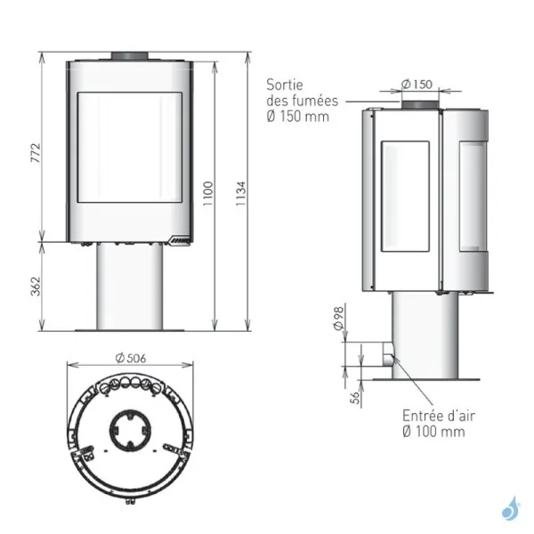 Poêle à Bois France Turbo Serena 8 Puissance 8kW Sortie Fumée Supérieure – Image 3