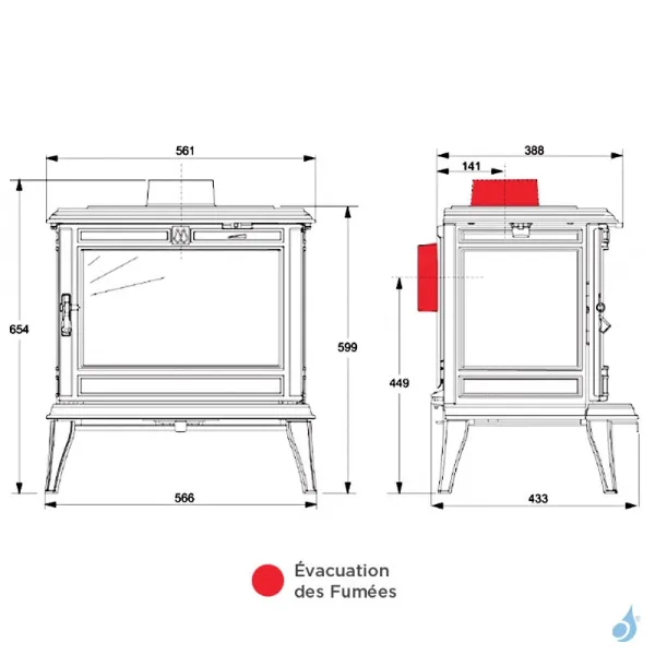 Poêle à Bois Franco Belge Monaco Puissance 8.5kW Sortie Fumée Postérieure Ou Supérieure – Image 2