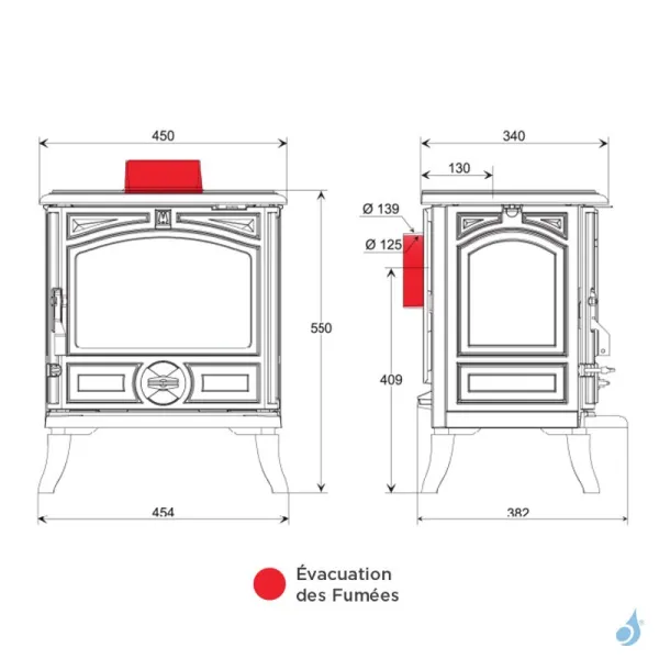Poêle à Bois Franco Belge Montfort MK2 Puissance 4.6kW Sortie Fumée Postérieure Ou Supérieure – Image 2