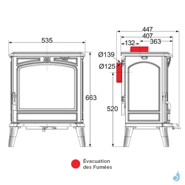 Poêle à Bois Franco Belge Savoie MK2 Puissance 6.5kW Sortie Fumée Postérieure Ou Supérieure – Image 2