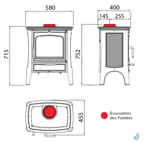 Poêle à Bois Hergom E-20 SE Puissance 5.7kW Sortie Fumée Supérieure – Image 2