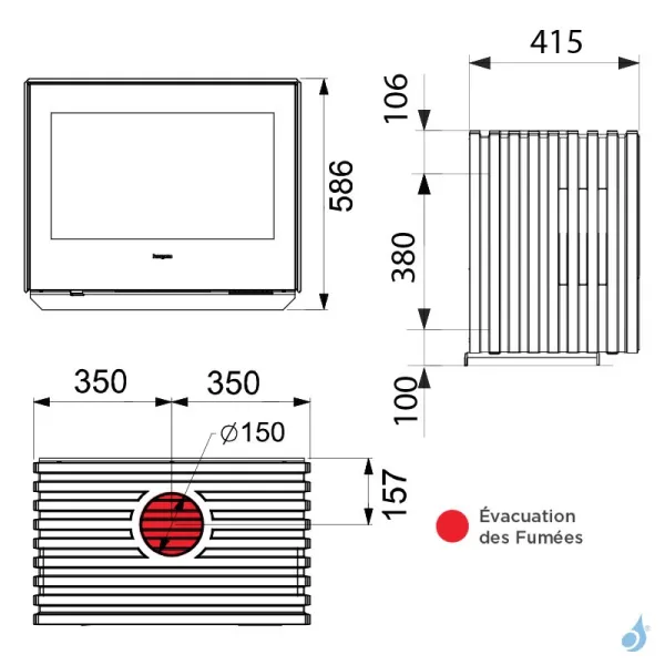 Poêle à Bois Hergom Glance LVP Puissance 7kW Sortie Fumée Supérieure – Image 2