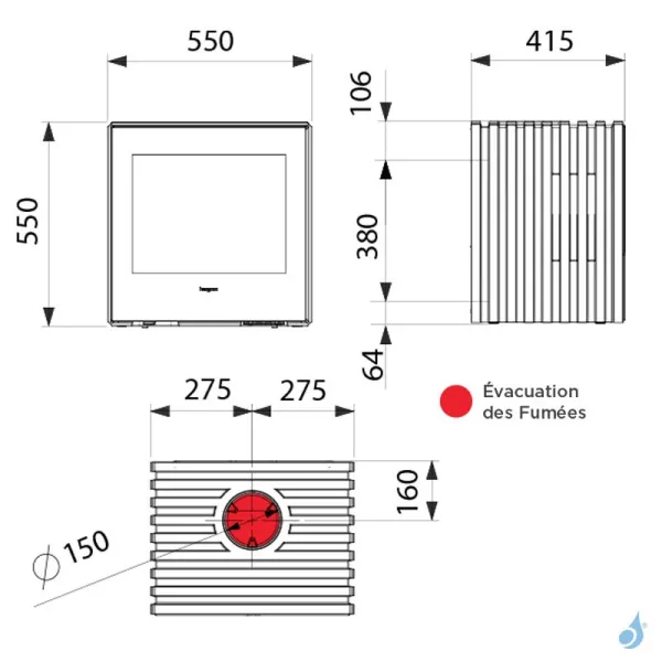 Poêle à Bois Hergom Glance MVP Puissance 7kW Sortie Fumée Supérieure – Image 2