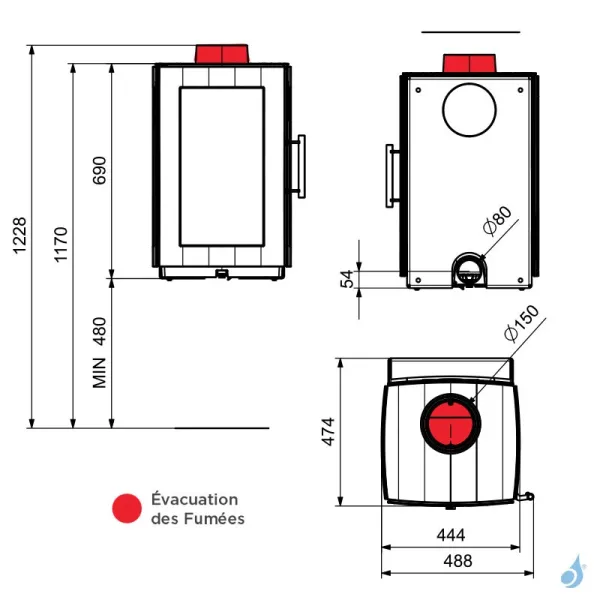 Poêle à Bois Hergom Glow Puissance 5.9kW Sortie Fumée Supérieure – Image 2