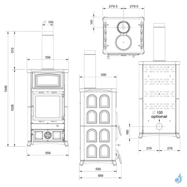 Poêle à Bois La Nordica Concita 2.0 Puissance 11.8kW Avec Récupérateur De Chaleur Sortie Fumée Supérieure – Image 2