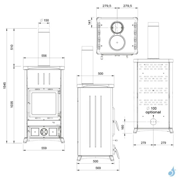 Poêle à Bois La Nordica Concita 2.0 Steel Puissance 11.8kW Avec Récupérateur De Chaleur Sortie Fumée Supérieure – Image 2