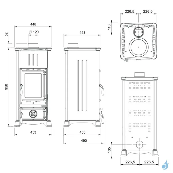 Poêle à Bois La Nordica Emiliana Steel Puissance 6.5kW Sortie Fumée Supérieure – Image 2