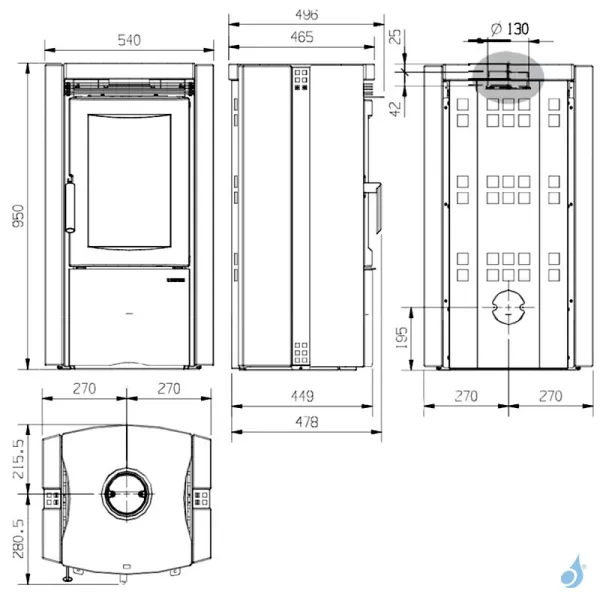 Poêle à Bois La Nordica Ester BII Puissance 7.5kW Sortie Fumée Supérieure – Image 2