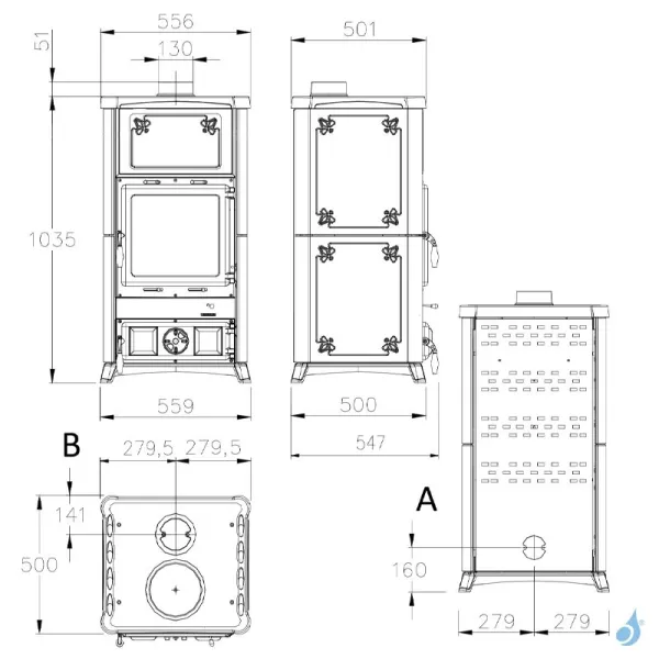 Poêle à Bois La Nordica Fedora Puissance 8.3kW Sortie Fumée Supérieure – Image 2