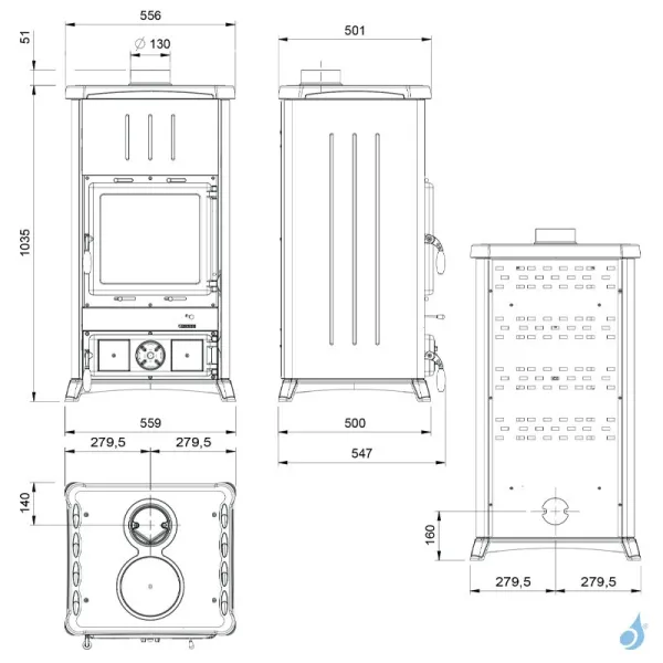 Poêle à Bois La Nordica Fedora Steel Puissance 8.3kW Sortie Fumée Supérieure – Image 2