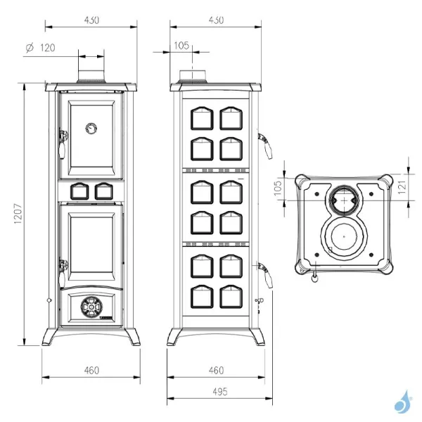 Poêle à Bois La Nordica Gemma Forno 5.0 Puissance 7.3kW Sortie Fumée Supérieure – Image 4