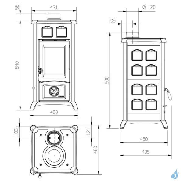 Poêle à Bois La Nordica Gemma Puissance 6kW Sortie Fumée Supérieure – Image 2